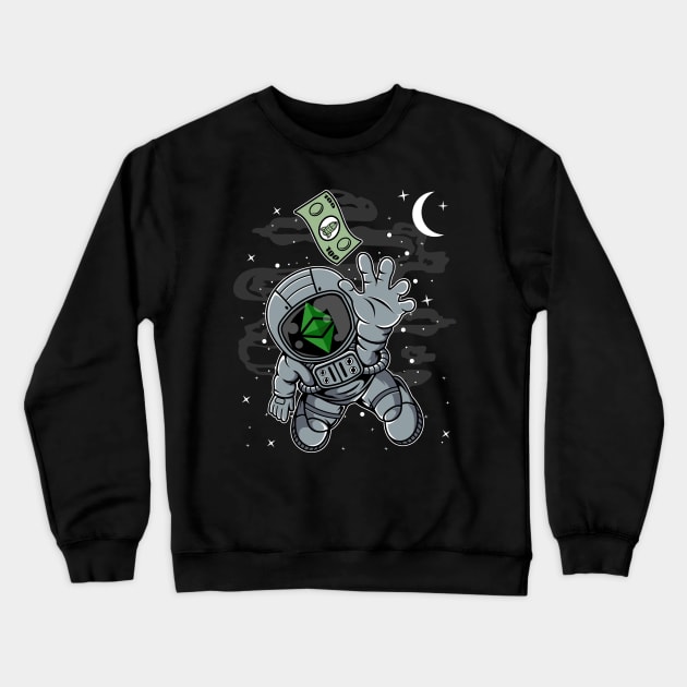 Astronaut Reaching Ethereum Classic ETH Coin To The Moon Crypto Token Cryptocurrency Blockchain Wallet Birthday Gift For Men Women Kids Crewneck Sweatshirt by Thingking About